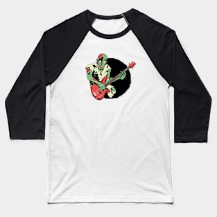Cartoon Zombie Bass Player // Funny Halloween Zombie Baseball T-Shirt